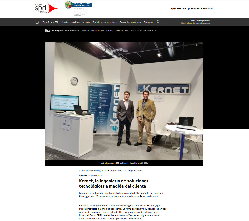 KERNET agradece a SPRI su entrevista y su compromiso con el impulso del tejido empresarial vasco